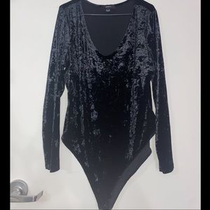 Black crushed velvet body suit